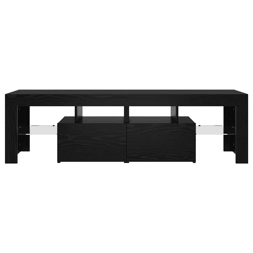 Tv -bord med led -lys 140x36,5x40 cm konstruert tre svart eik - number 6.