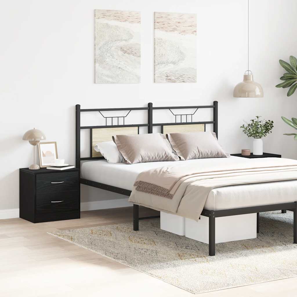 Sengeborde 2 stk. 40x30x40 cm konstrueret træ sort egetræsfarve - number 1.