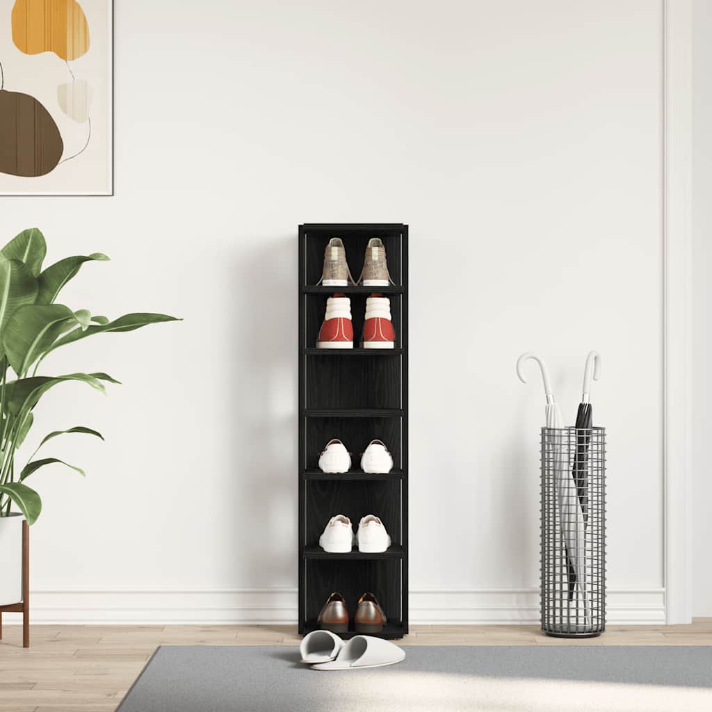 Shoe cabinet 25x27x102 cm constructed wood black oak - number 3.