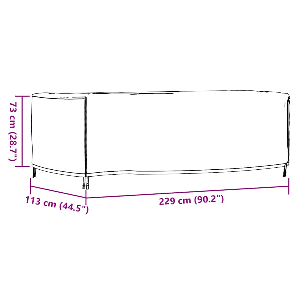Havemøbelovertræk 2 stk. 229x113x73 cm vandtæt 420d sort - number 12.