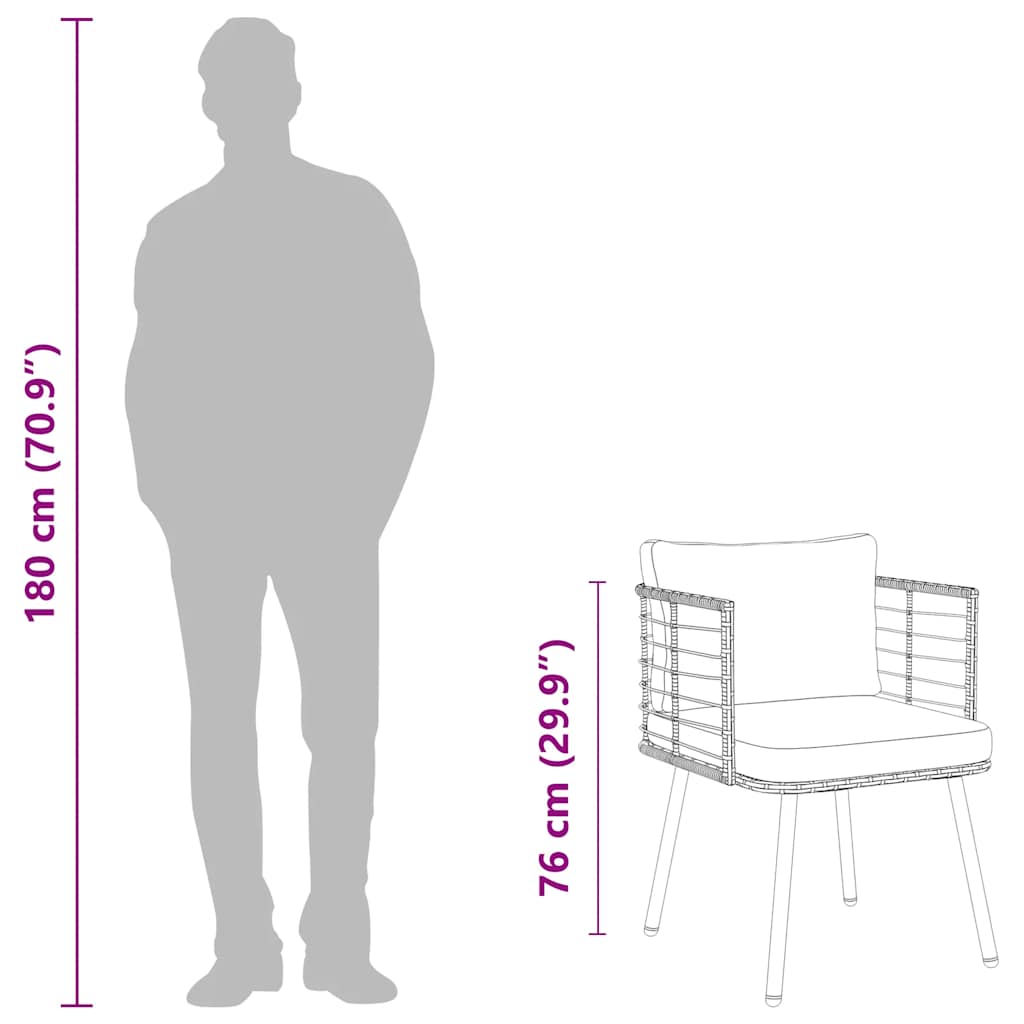 Vrtne stolice 2 kom. s jastucima poliratan crna - tamno siva - number 11.