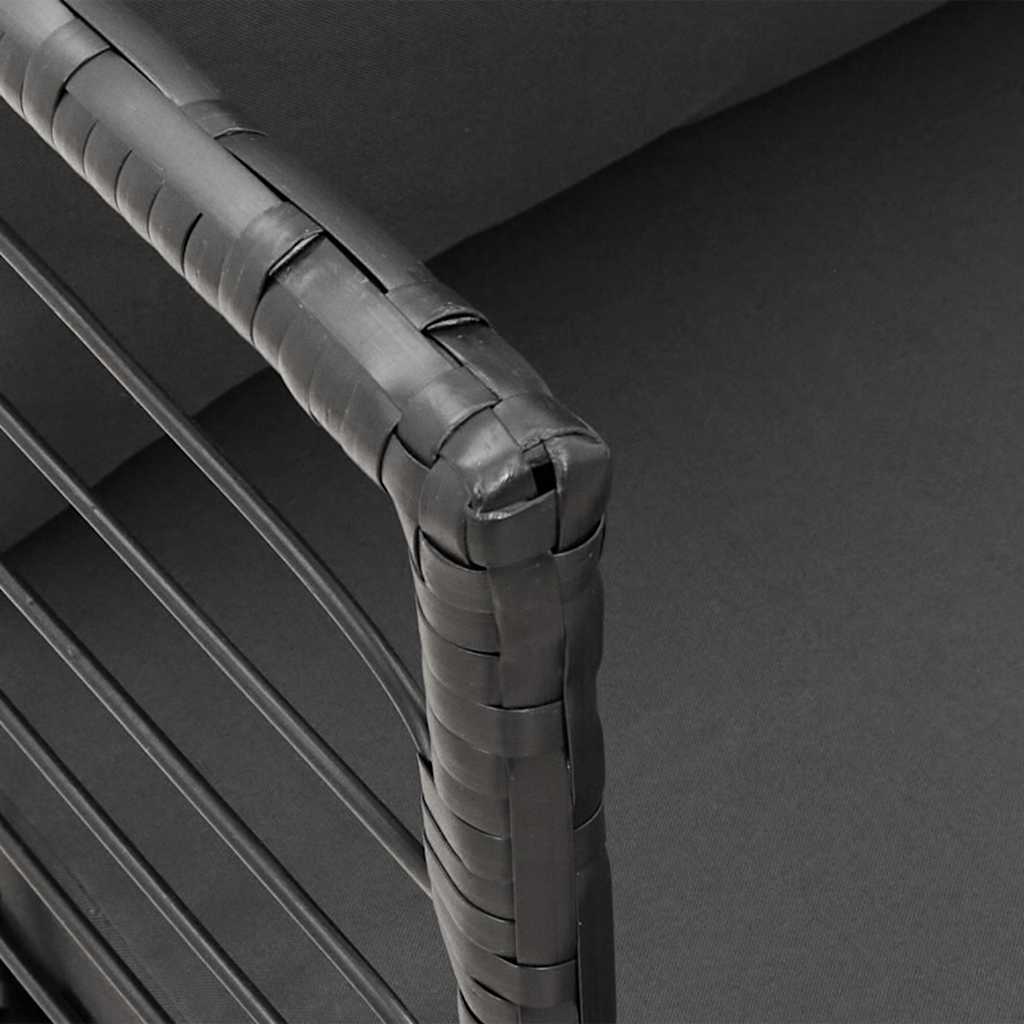 Vrtne stolice 2 kom. s jastucima poliratan crna - tamno siva - number 8.