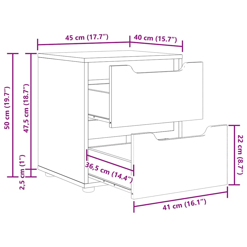 Stolik nocny withers 45x40x50 cm drewno klejone - czarny, 1 - number 11.