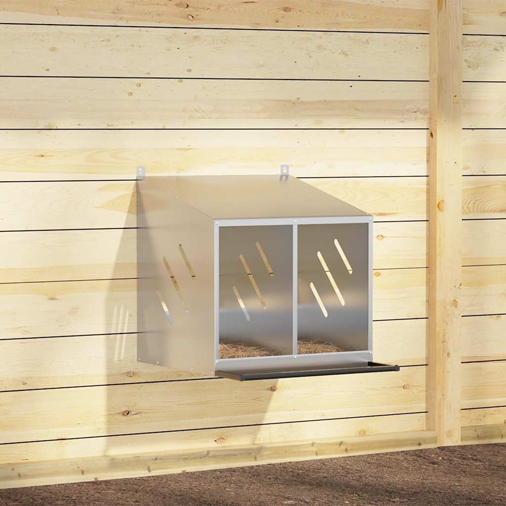 Nichage pour poulets avec 2 compartiments métal - argent galvanisé, 54 x 64 x 59 5 cm - number 1.