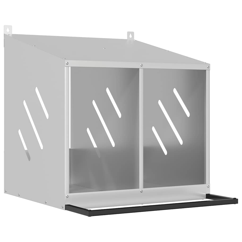 Nichage pour poulets avec 2 compartiments métal - argent galvanisé, 54 x 64 x 59 5 cm - number 2.