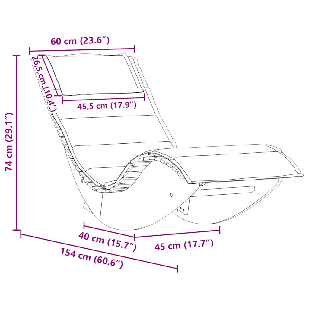 Ljuljajući ležaljke za sunčanje s jastukom solidne akacijske stabla - number 10.