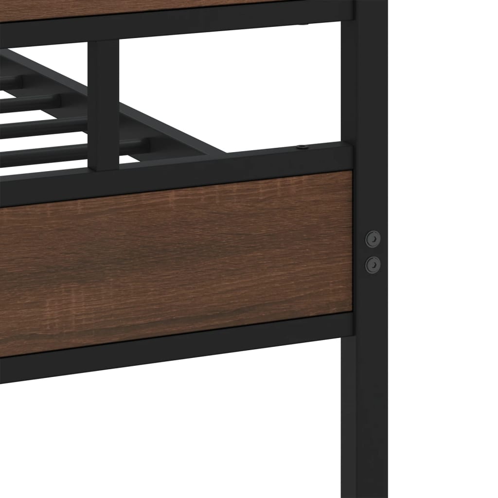 Sengeramme m. sengegavl uden madras - brun eg, 137 x 190 cm, med hovedgærde og fodgærde - number 7.