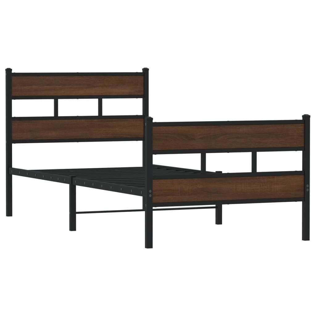 Sengeramme m. sengegavl uden madras brunt eg - brun eg, 75 x 190 cm, med hovedgærde og fodgærde - number 3.