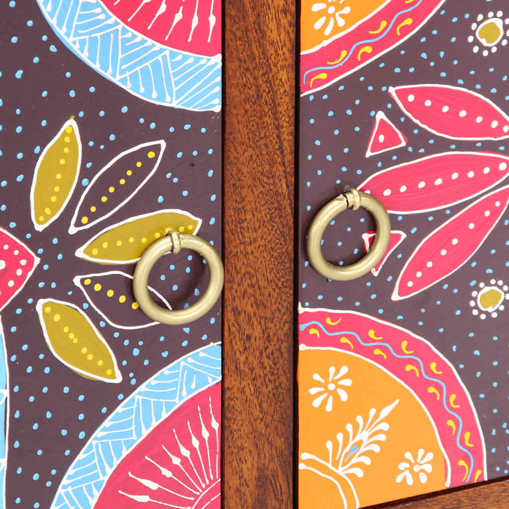 Tv-bord 110x30x40 massivt akacietræ flerfarvet - number 9.