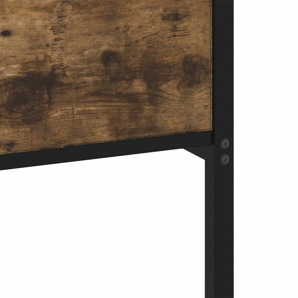 Bed frame without mattress, engineered wood - smoked oak, 80 x 200 cm, with headboard and high footboard - number 7.