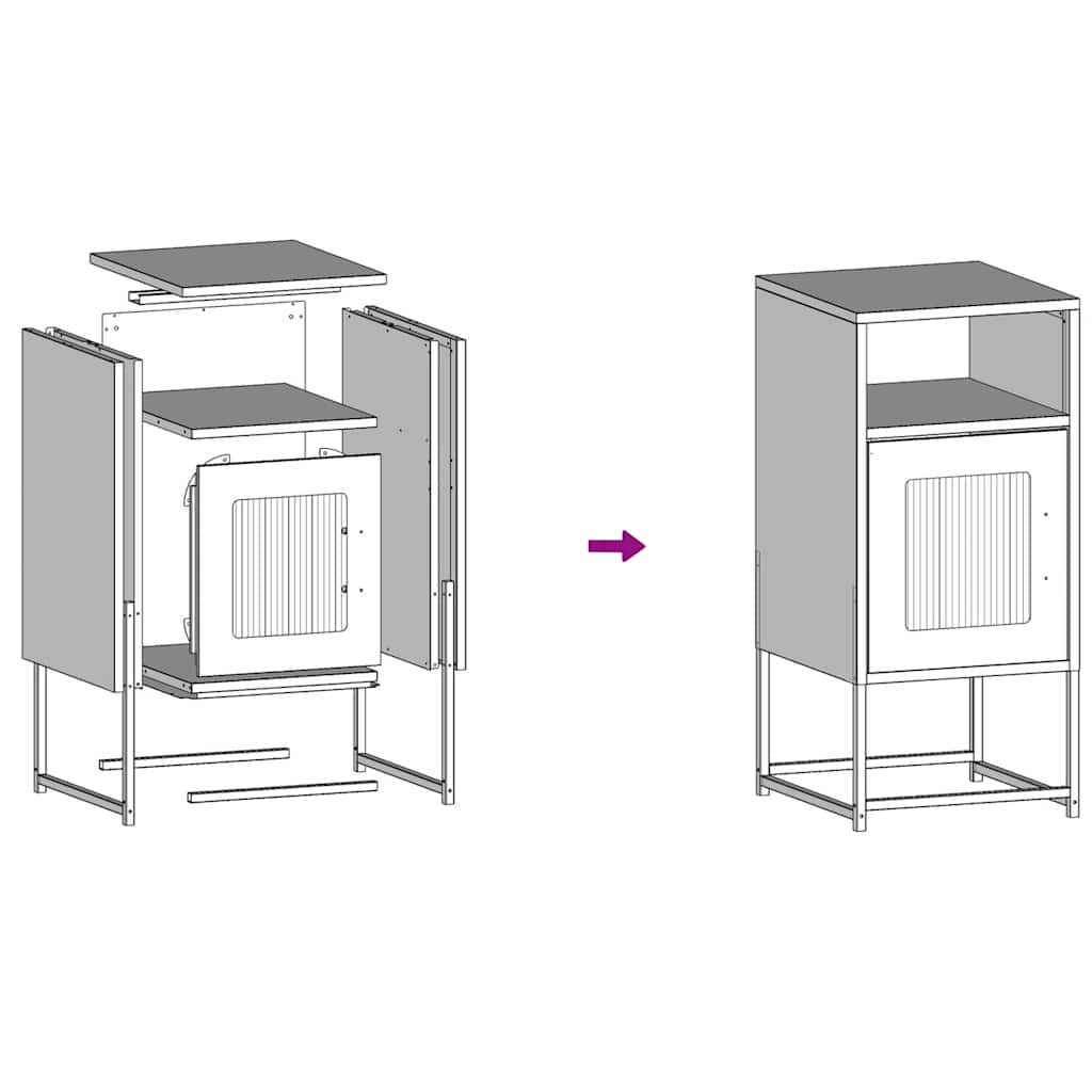 Sengebord 36x39x78 cm koldvalset stål - sort, 1 - number 12.