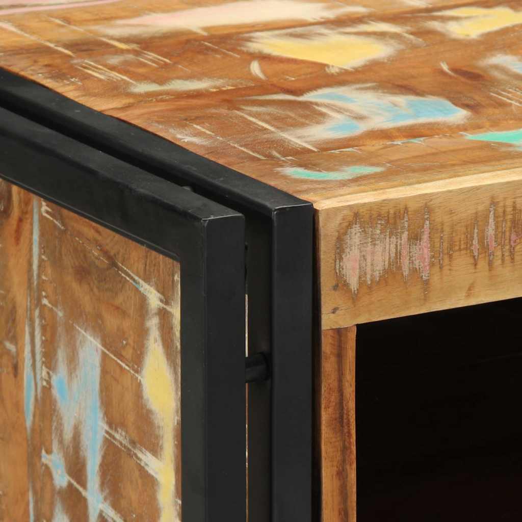 Stół nocny 40x40x59 cm masywne drewno z recyklingu - number 6.