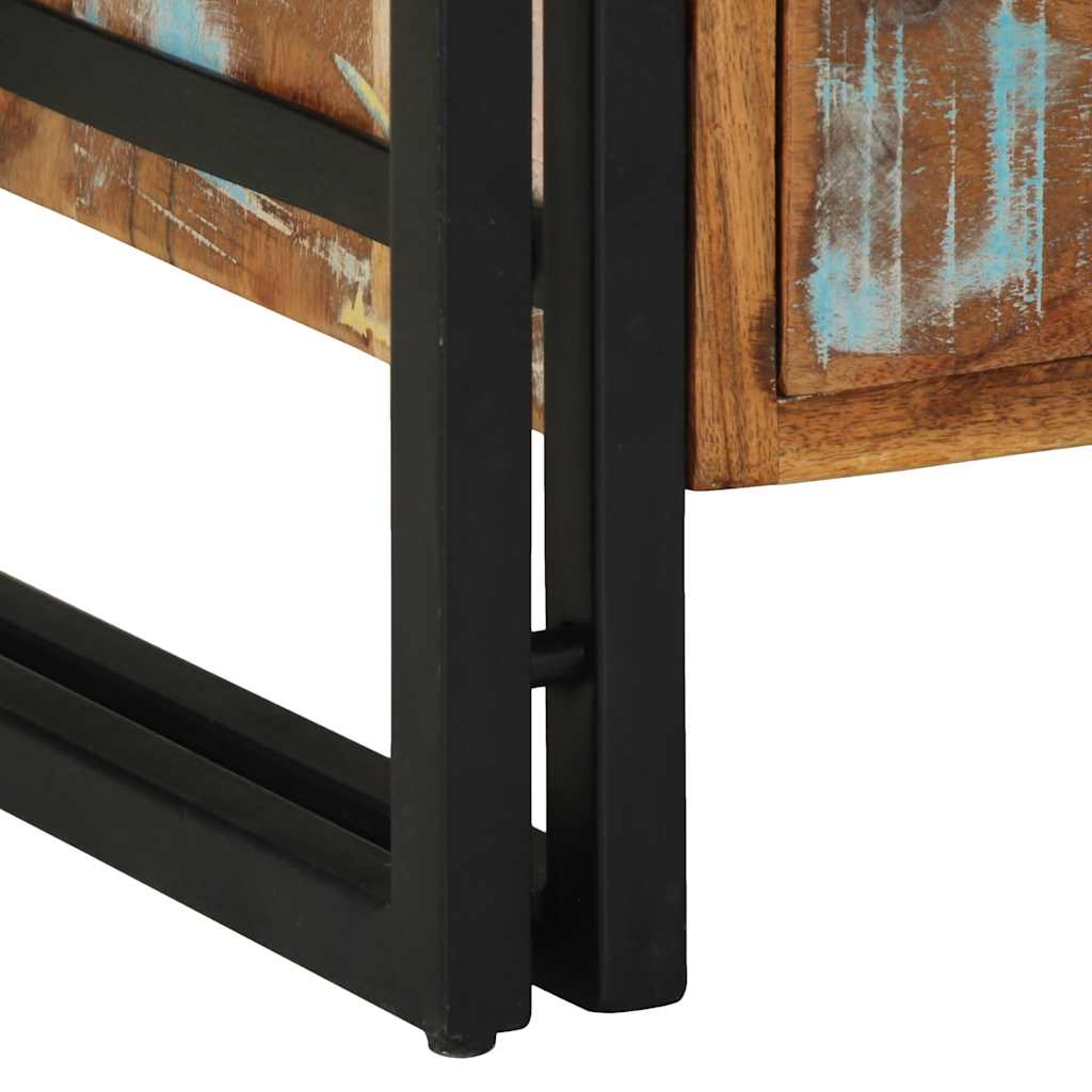 Stół nocny 40x40x59 cm masywne drewno z recyklingu - number 8.