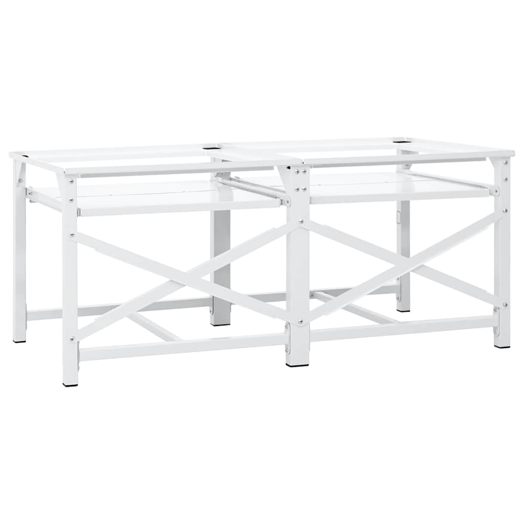 Socle pour lave-linge avec étagères coulissantes double blanc - number 4.