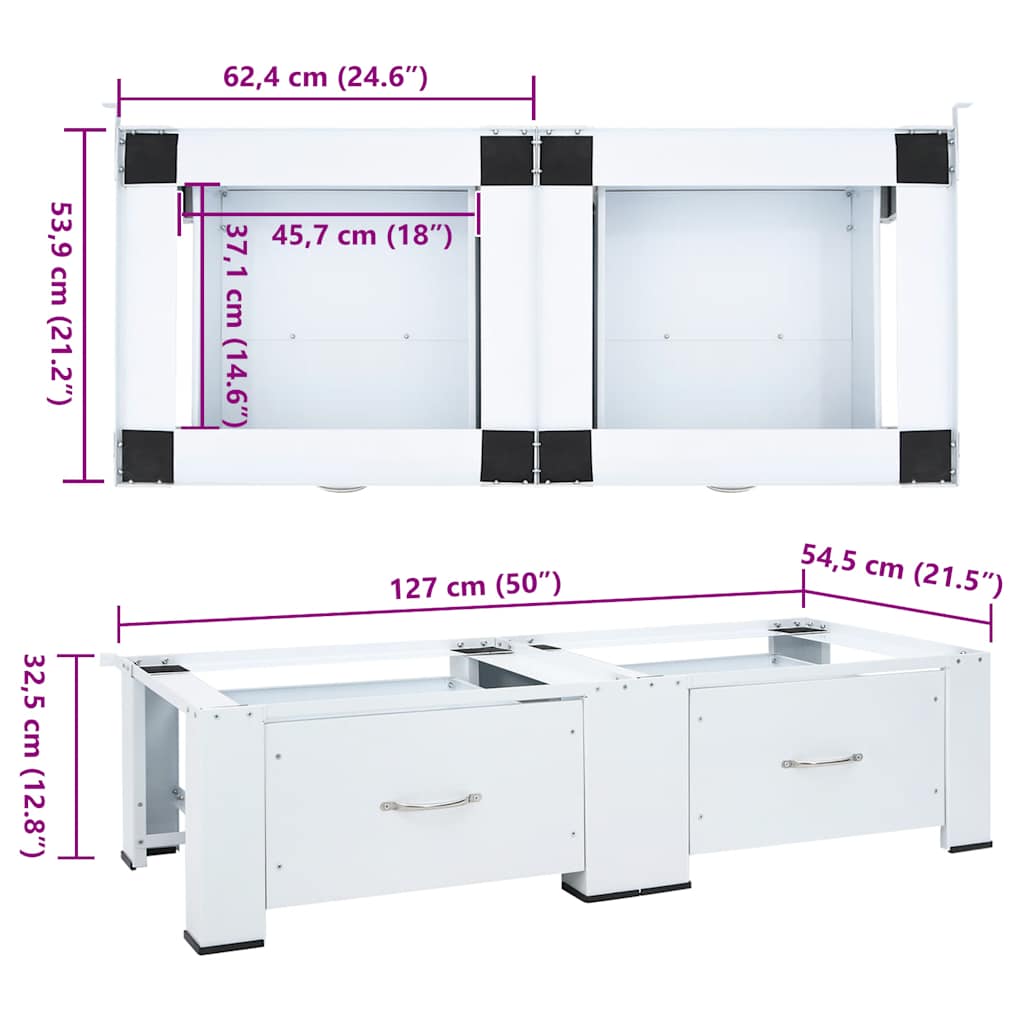 Plinth with drawers for washing machine double white - number 9.