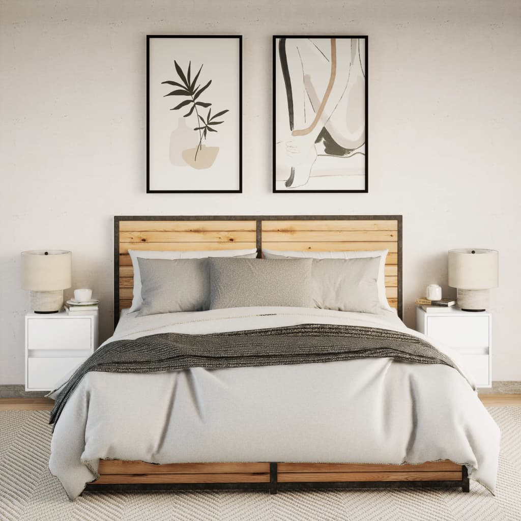 Væghængte sengeborde stk. med led-lys - hvid, 2 - number 4.