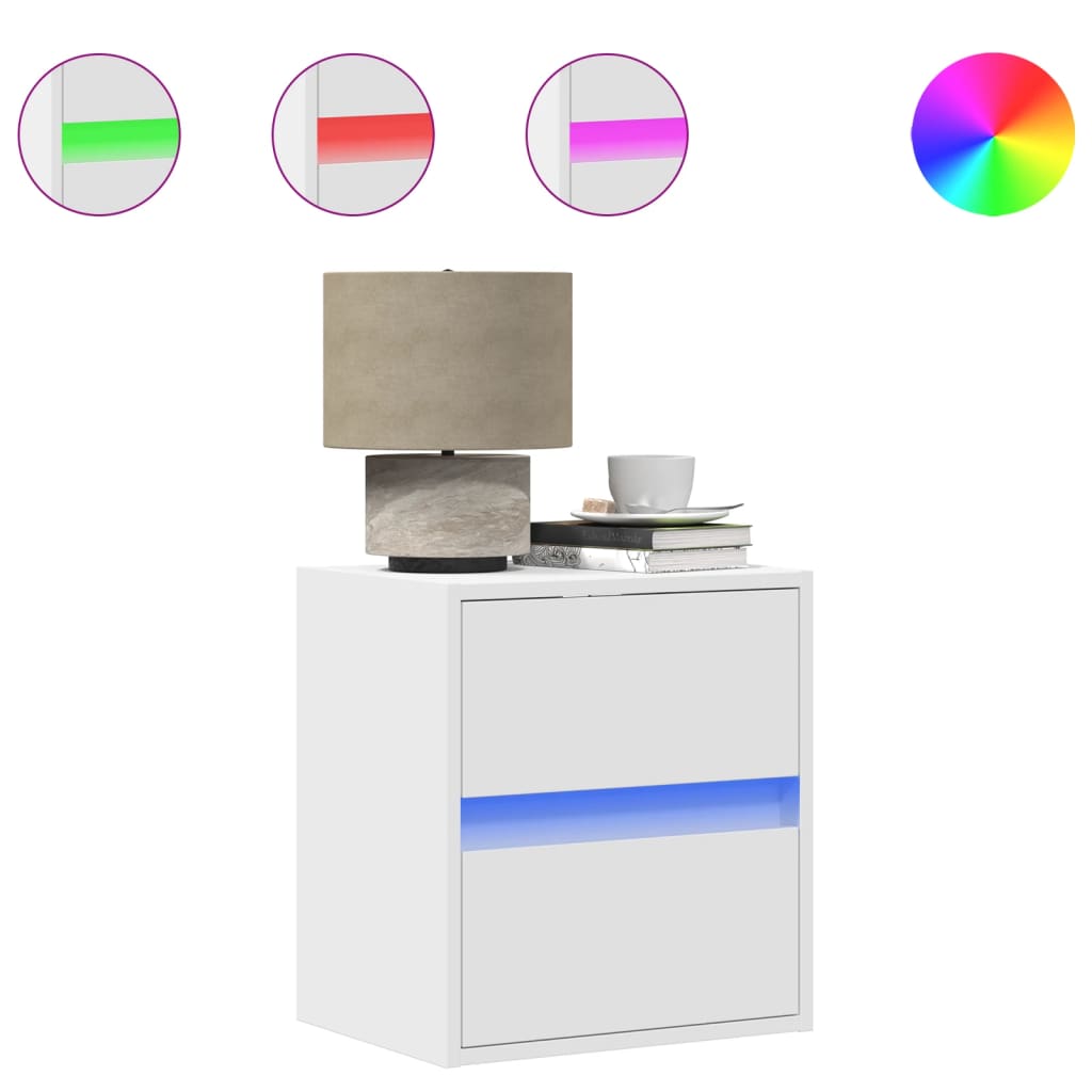 Nástěnný noční stolek s led osvětlením - bílý, 1 - number 2.