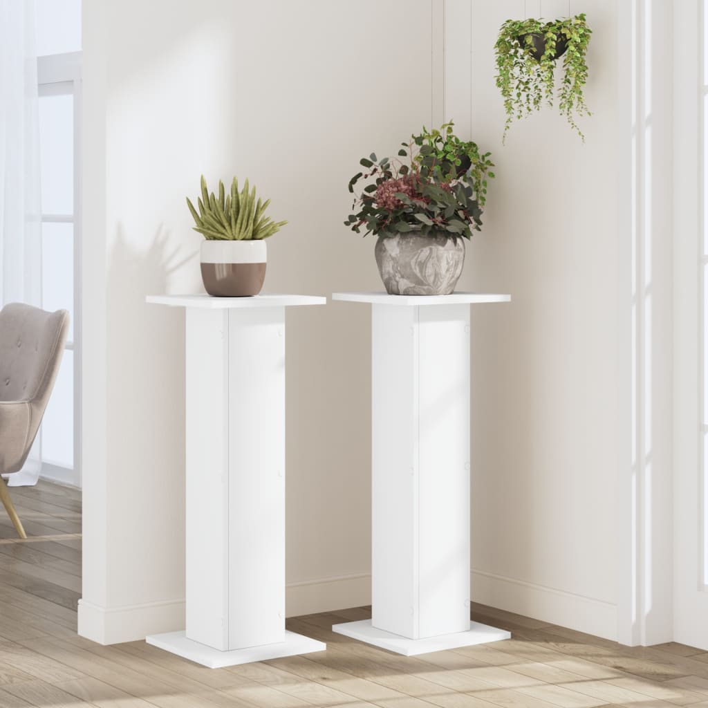 Plant stands 2 pcs. engineered wood - white, 30 x 30 x 80 cm, 1 - number 3.