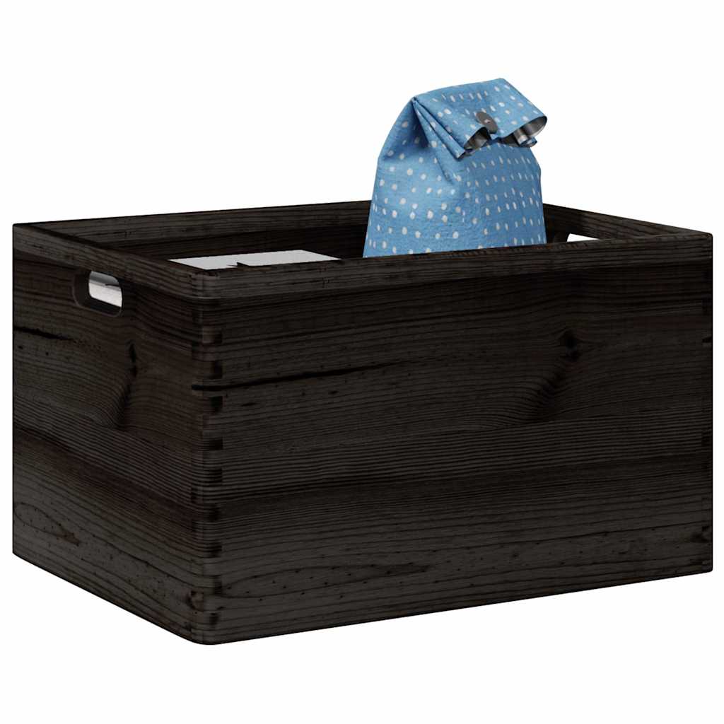 Wooden box with handle black 40x30x23 cm solid wood pine - number 1.