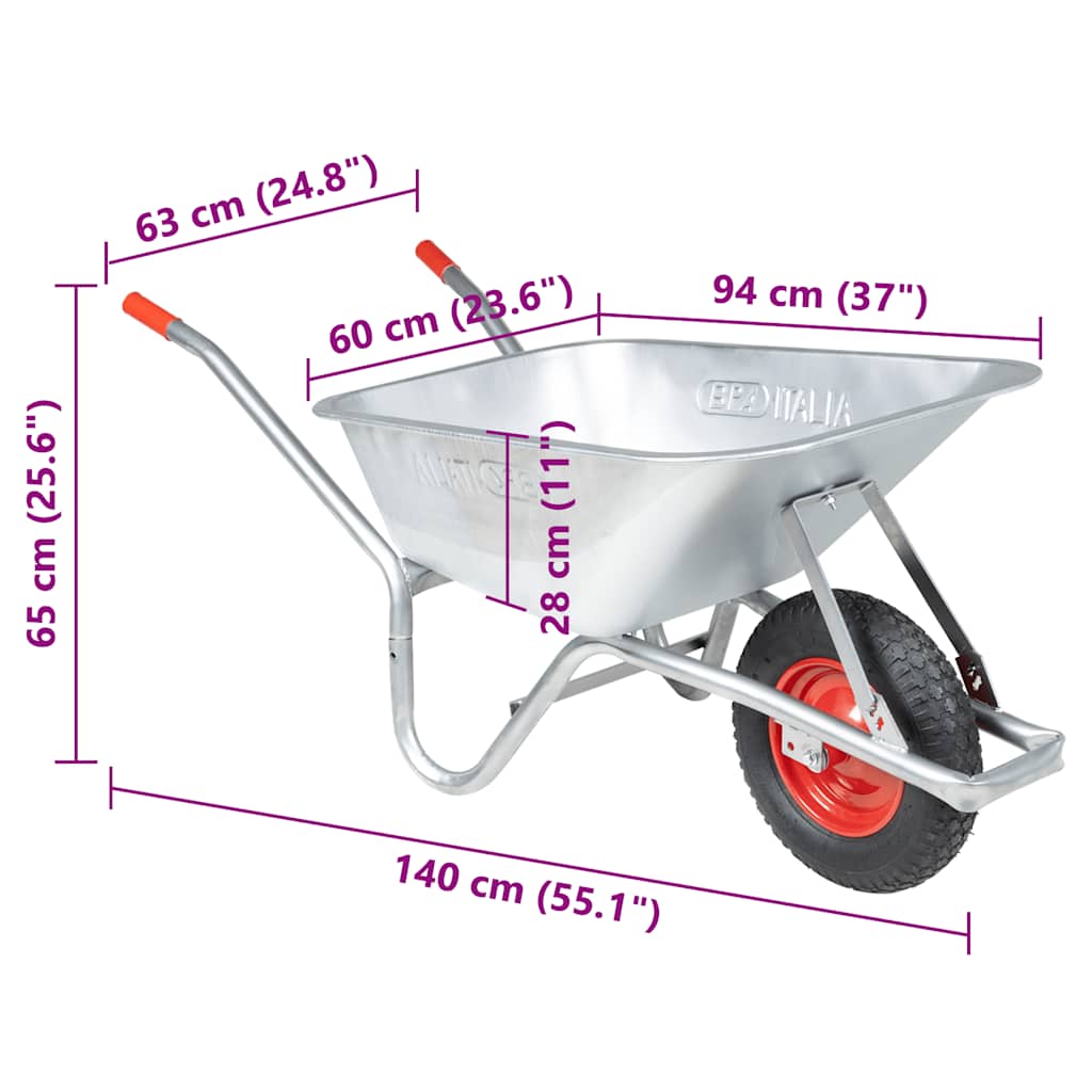 Wheelbarrow 90 l 150 kg galvanized steel and plastic - ooo 1 - number 8.
