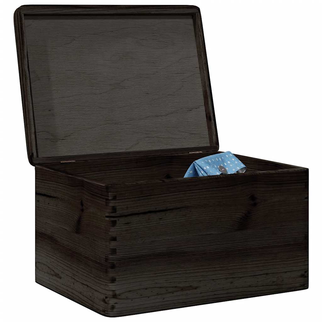 Wooden box with lid black 40x30x23 cm solid wood pine - number 1.
