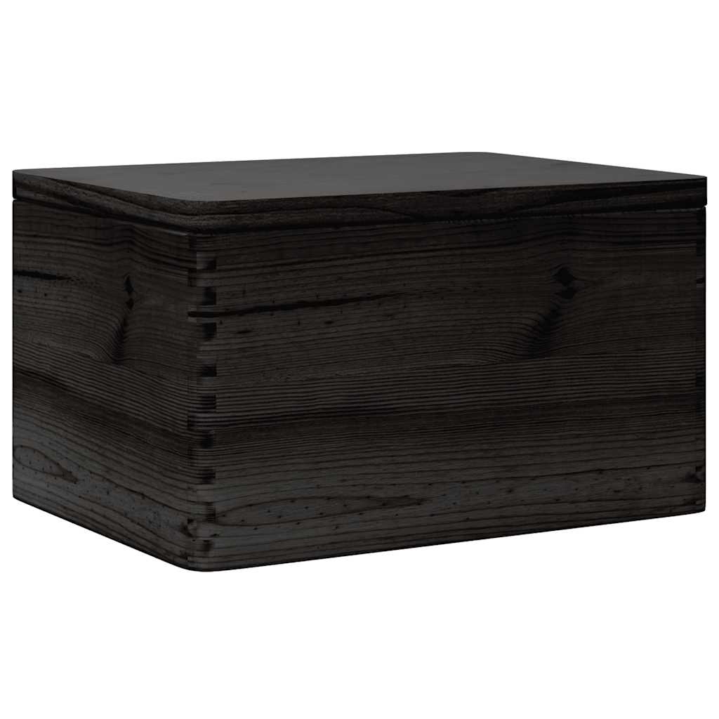 Wooden box with lid black 40x30x23 cm solid wood pine - number 2.