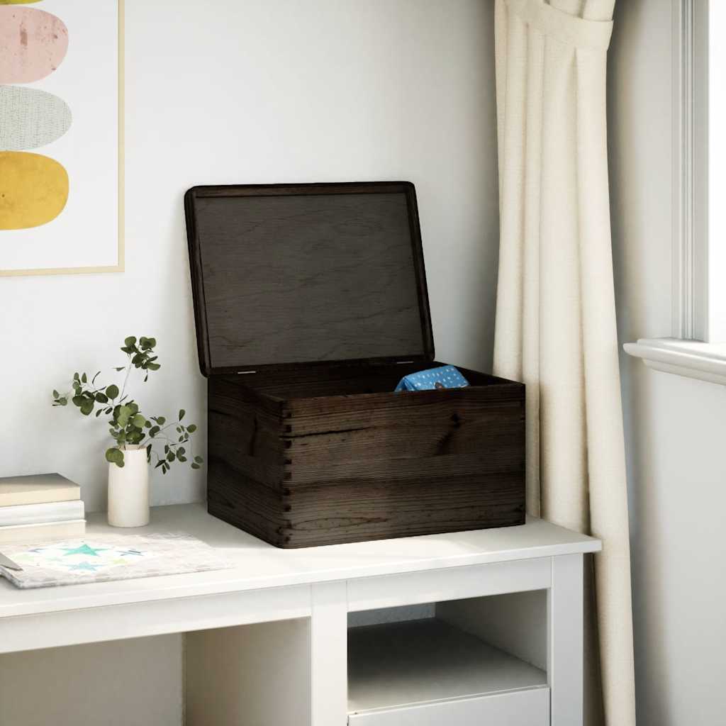 Wooden box with lid black 40x30x23 cm solid wood pine - number 3.
