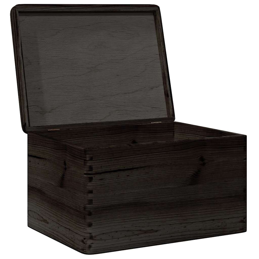 Wooden box with lid black 40x30x23 cm solid wood pine - number 5.