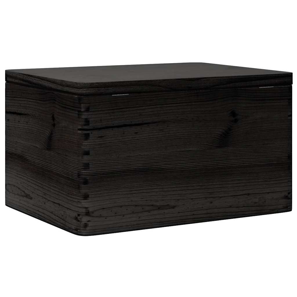 Wooden box with lid black 40x30x23 cm solid wood pine - number 7.