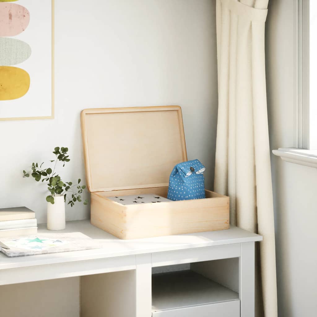 Wooden box with lid 40x30x13 cm solid pine wood - number 3.