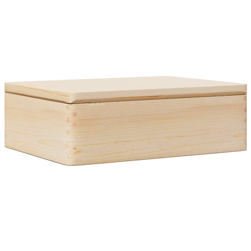 Wooden box with lid 40x30x13 cm solid pine wood - number 7.