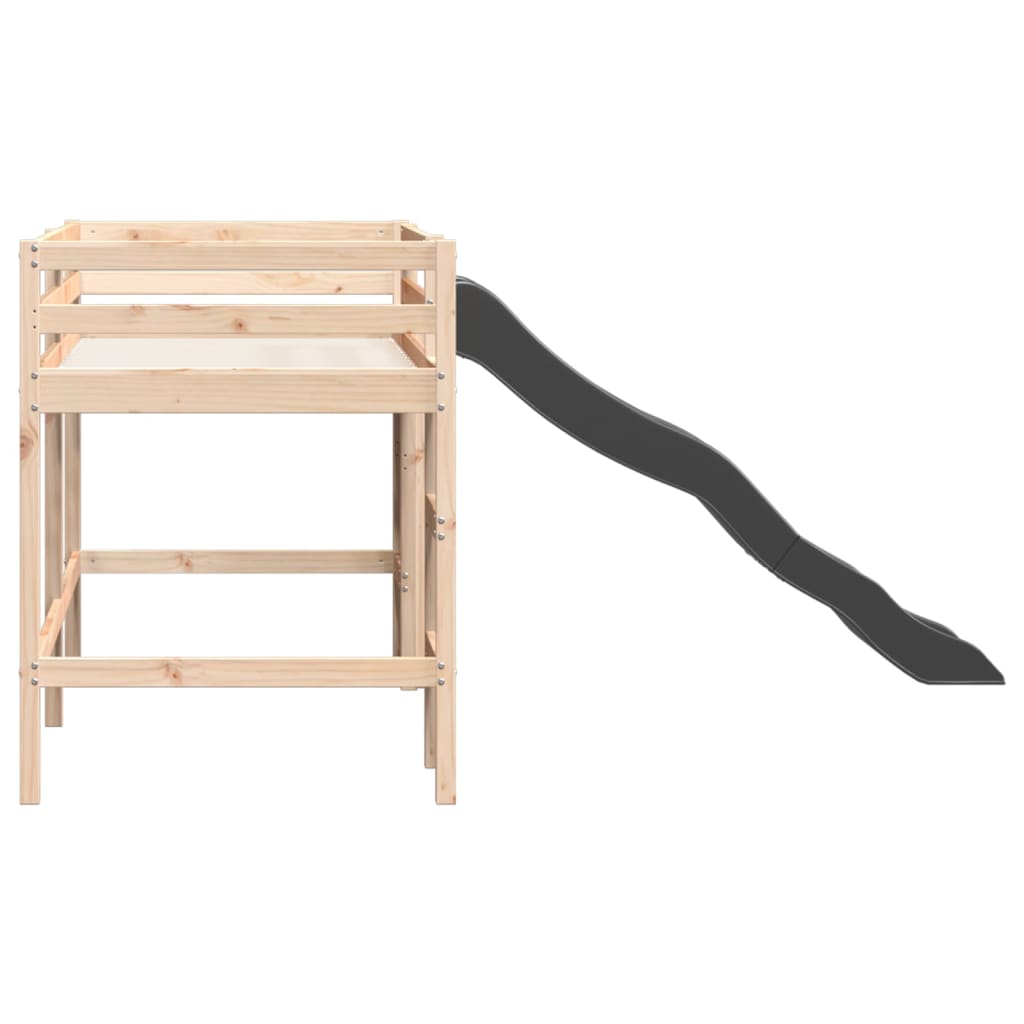 Højseng uden madras massivt fyrretræ - naturfarvet, 80 x 200 cm - number 6.