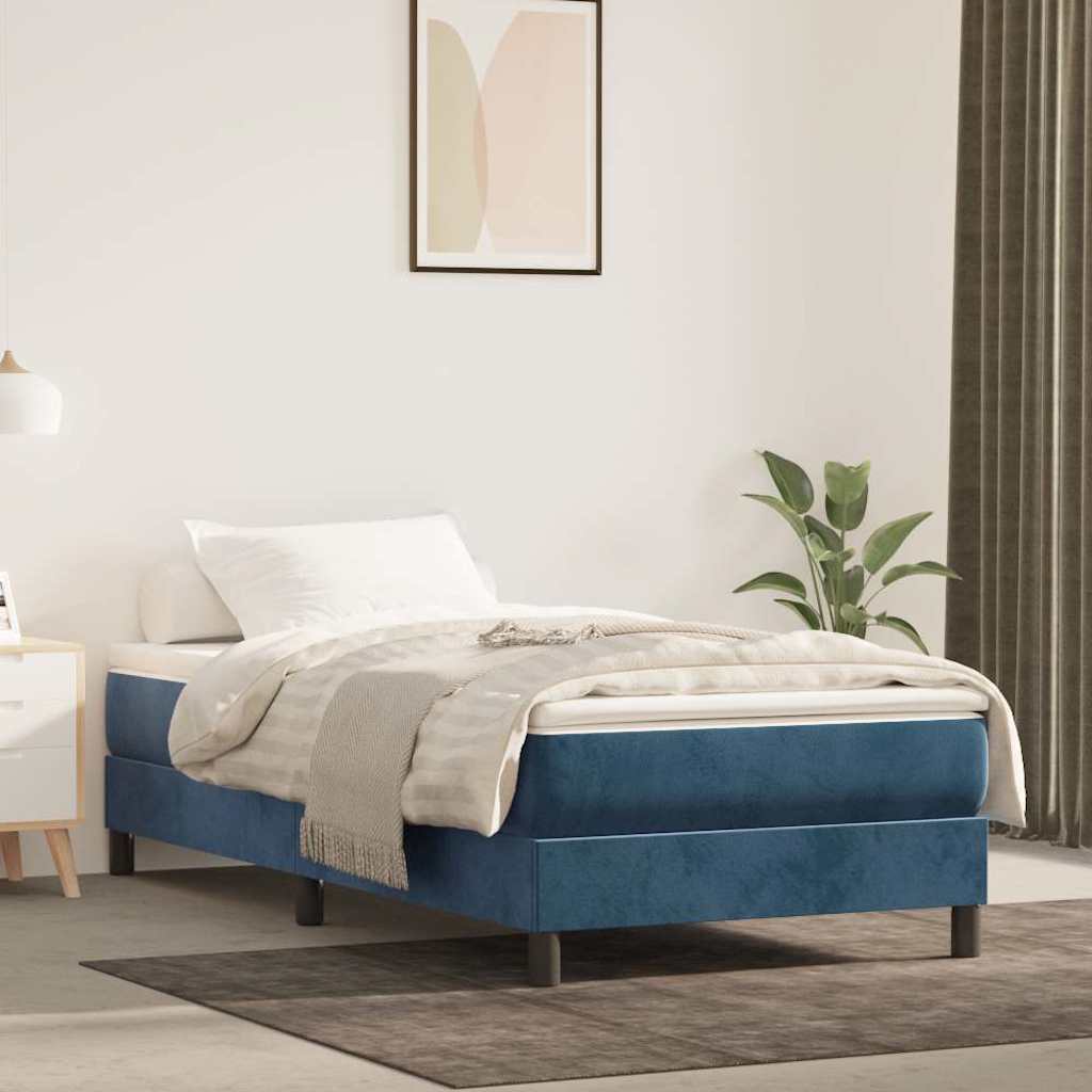 Springmadras med pocketfjedre 90x220x20 cm fløjl - mørkeblå, 90 x 220 cm, 1 - number 1.