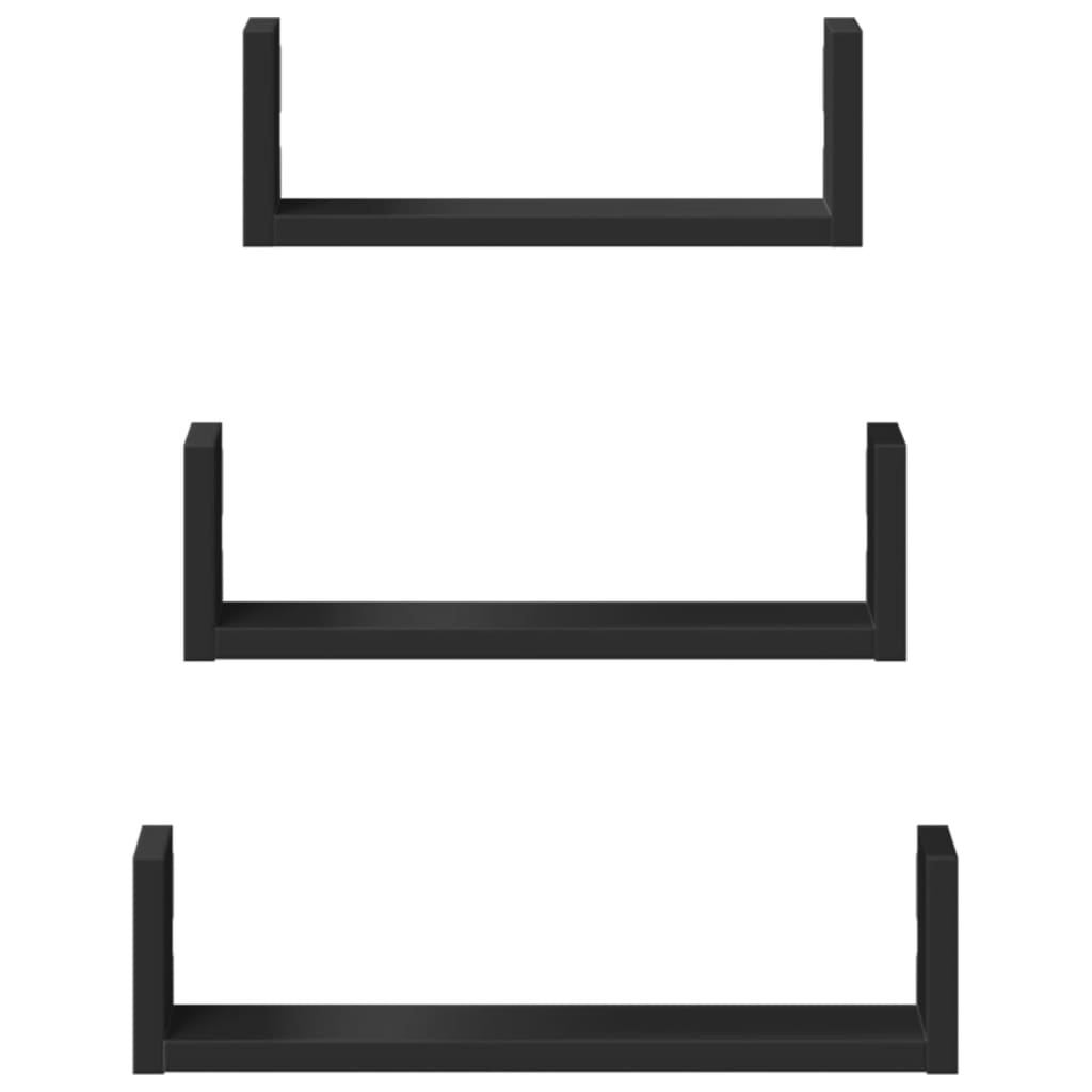 Półki ścienne szt. drewno klejone - czarne, 40 x 10 x 10,5 cm, 3, 1 - number 4.