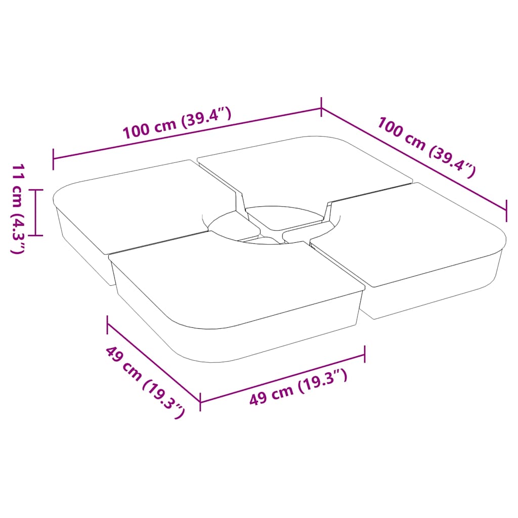4 dijela parasol dno do parasol stopala 100 kg pp - antracit siva, 1 - number 8.