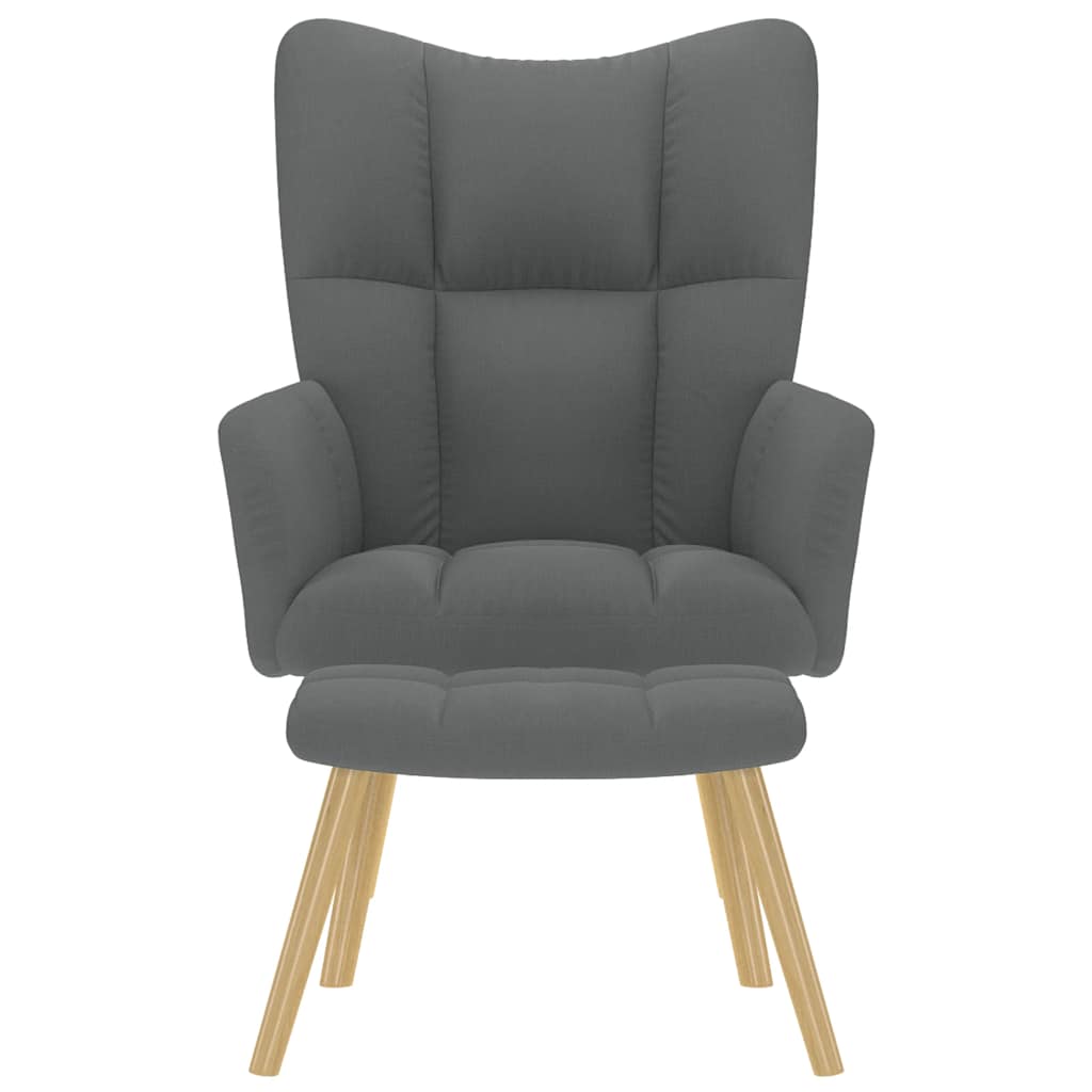 Lænestol med fodskammel stof grå - mørkegrå, 1, with stool - number 4.