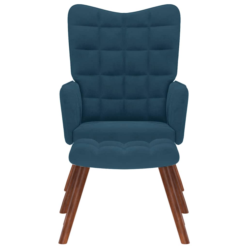 Lænestol med fodskammel fløjl - blå, 1, with stool - number 4.