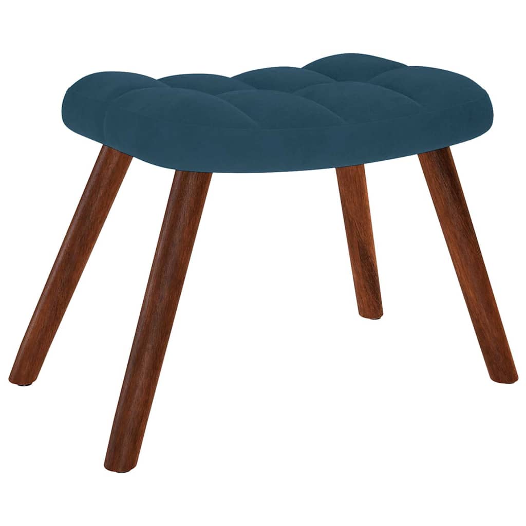 Lænestol med fodskammel fløjl - blå, 1, with stool - number 6.