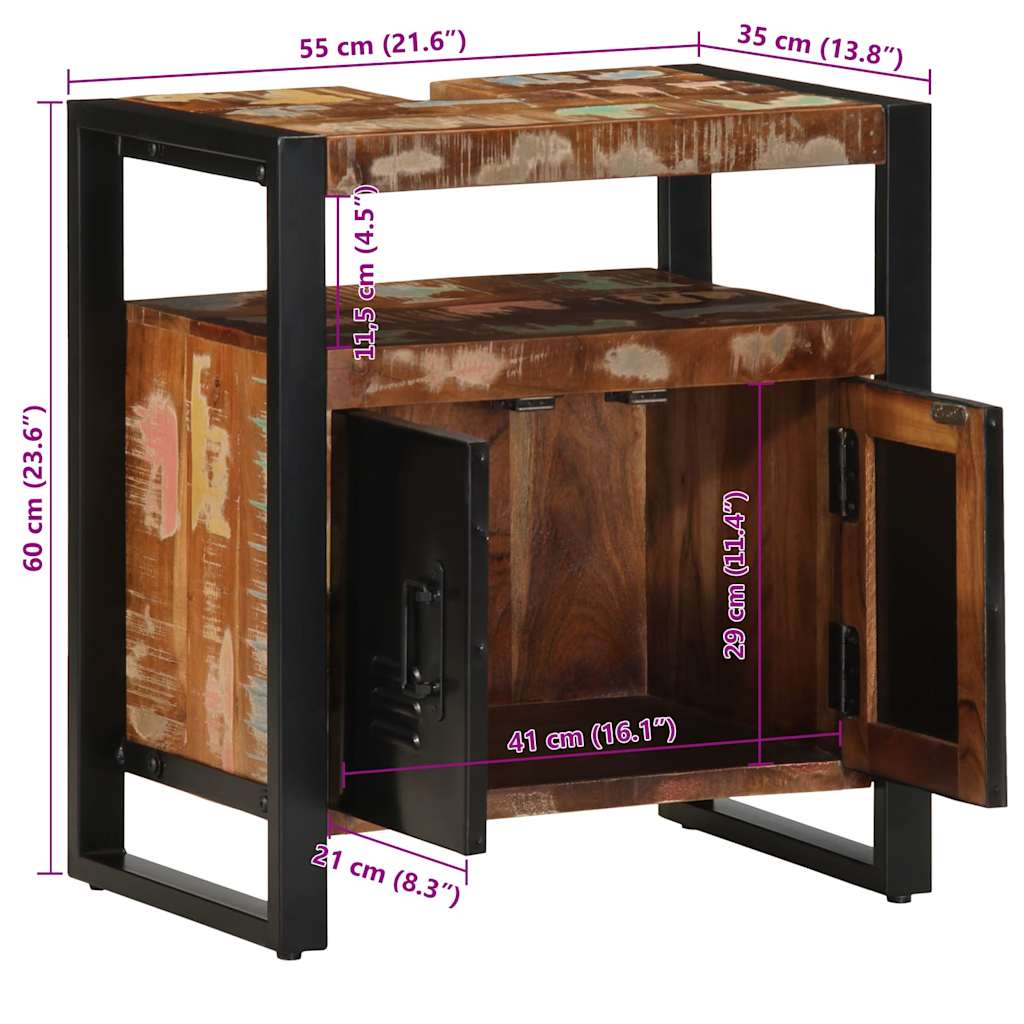 Szafka łazienkowa dolna 55x35x60 cm lite drewno odzyskane - number 12.