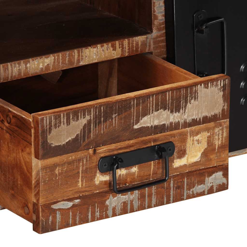 Tv-bord 100x30x40 cm massivt genbrugstræ - sort og brun, 1, massivt genanvendt træ - number 7.