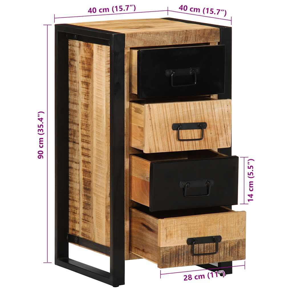 Skuffeskab 40x40x90 cm massivt ru mangotræ - brun, 1 - number 12.