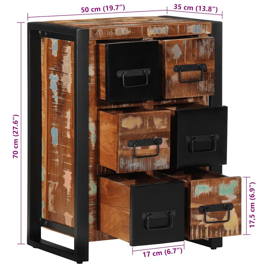 Skænk 50x35x70 cm massivt genbrugstræ - number 9.