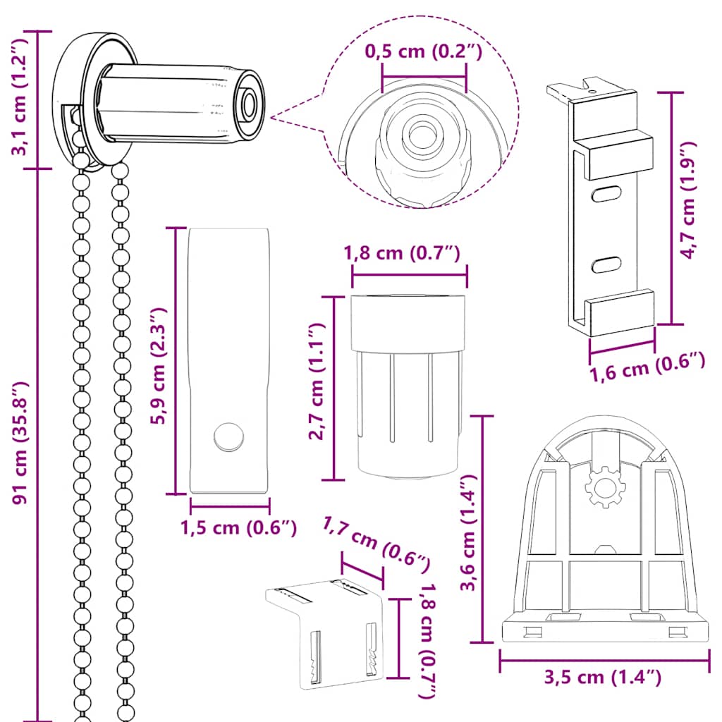 19 dele rullegardinbeslag 18 mm - number 8.
