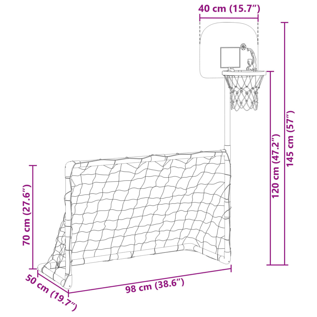 Ensemble de football et de basket pour enfants 98x50x70 cm avec ballons - number 12.