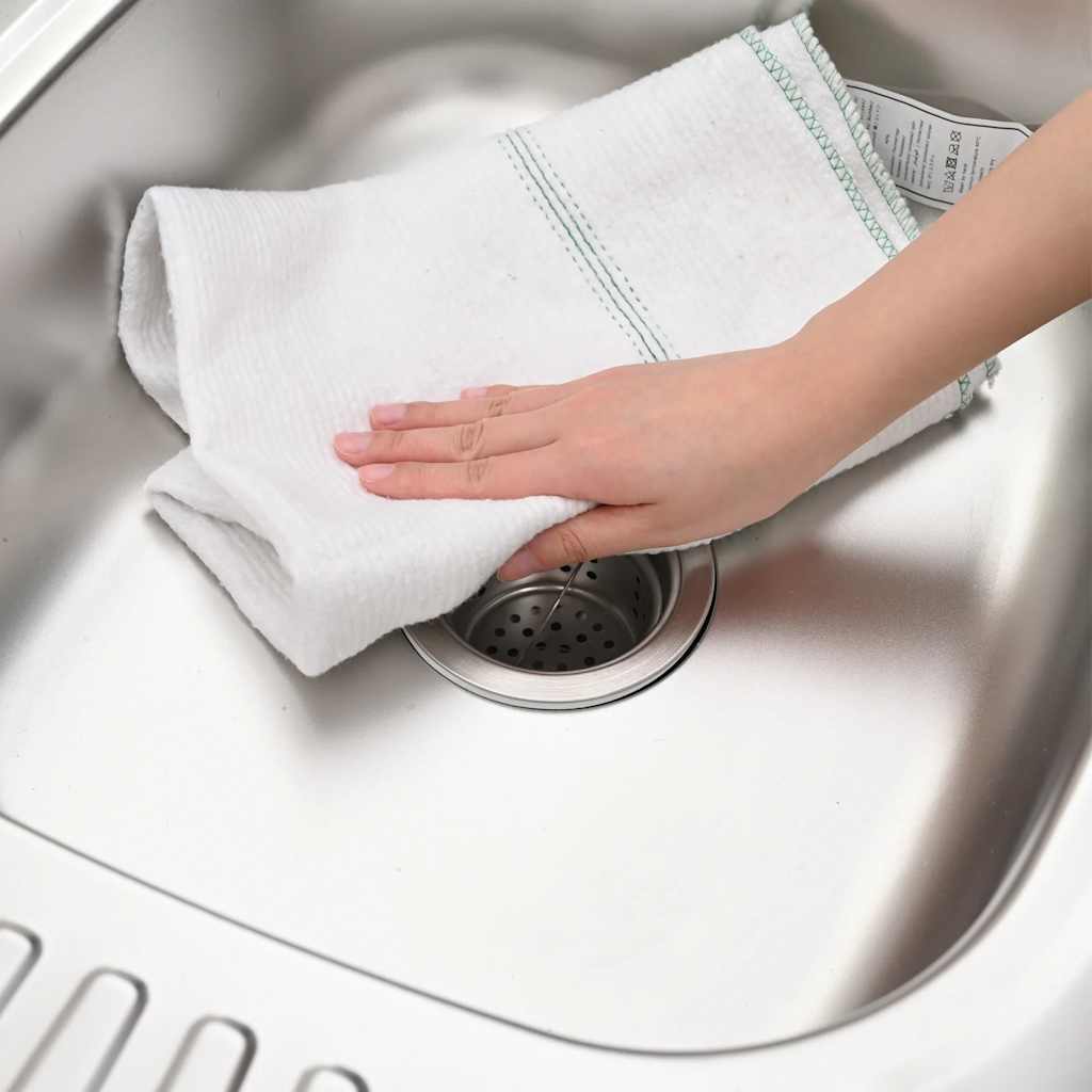 Floor cloth pcs. 50x60 cm white with green stripes - 5 - number 4.