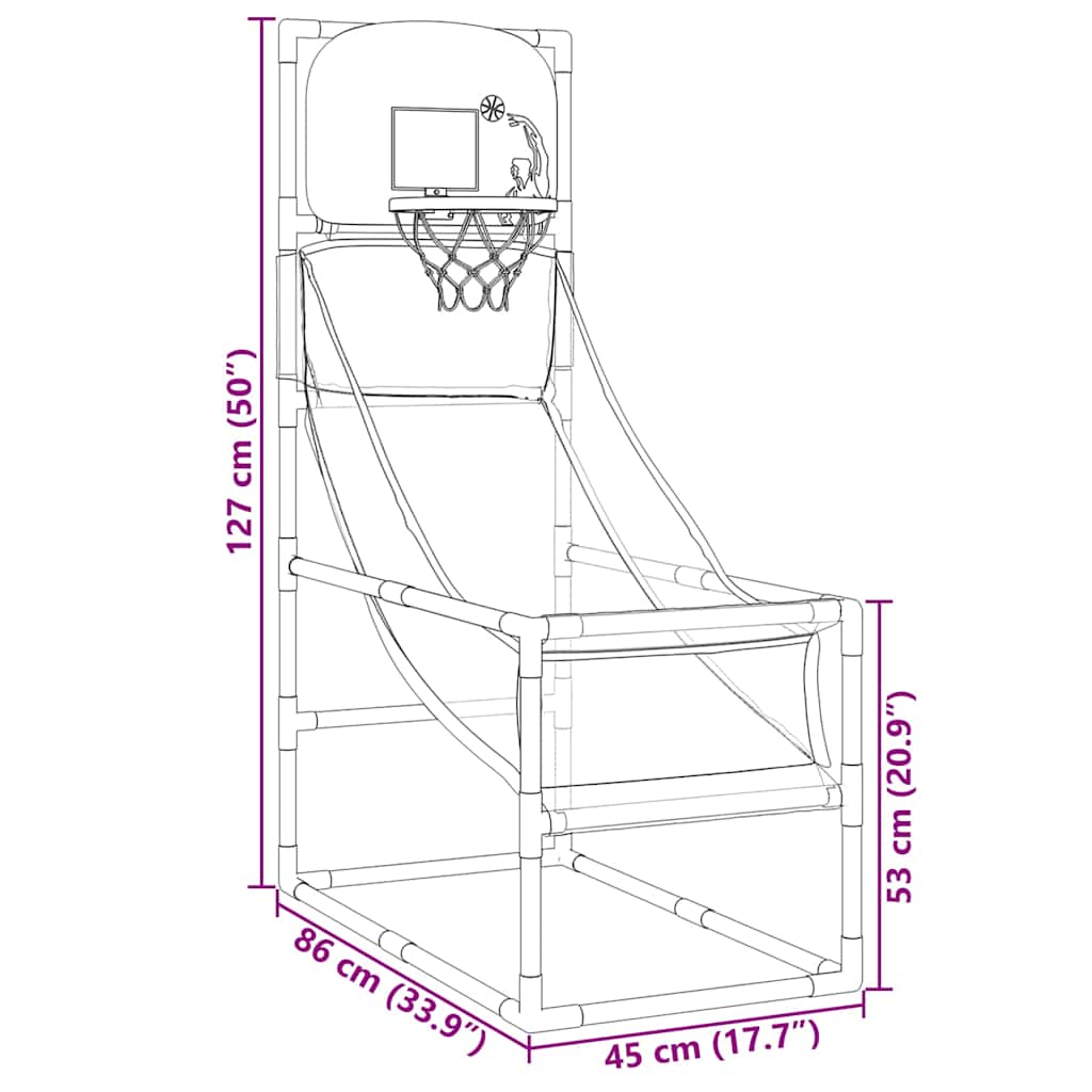 Ensemble de basket avec ballon et pompe 45x86x127 cm style arcade - number 11.