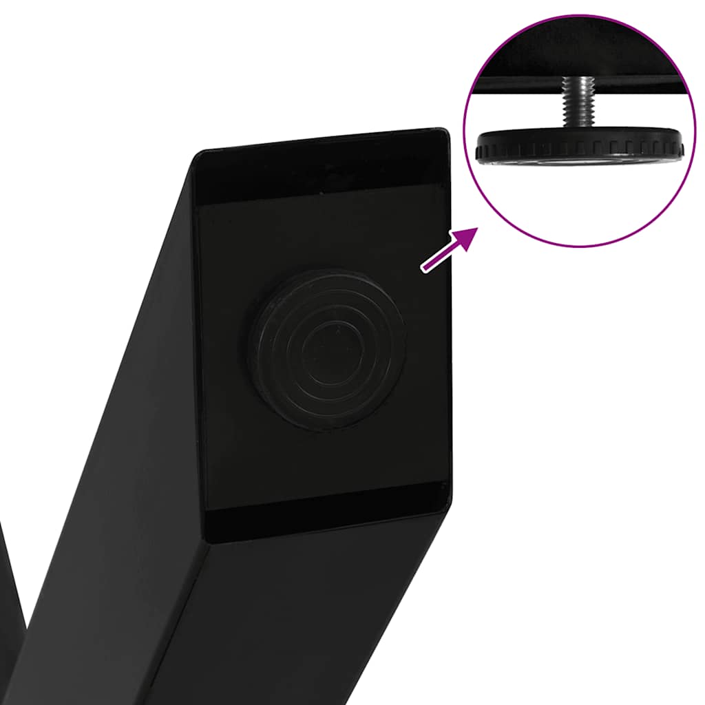 Spisebordben x-formet stykke 70x(72-73) cm stål - svart, 70 x (72-73) cm (80 mm), 3, 1 - number 9.