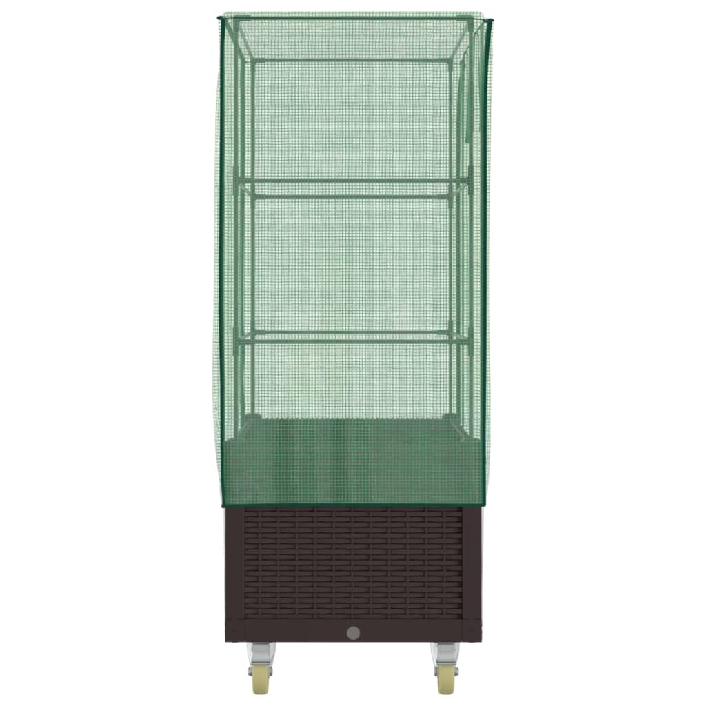 Højbed med overtræk og hjul 80x50x182 cm rattan-look - brun, 1 - number 5.