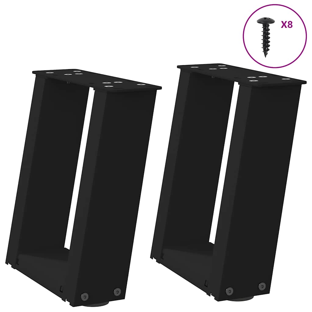 Sofabordben u-formet 2 stk stål - sort, 30 x (30-31) cm, 1, x - number 1.