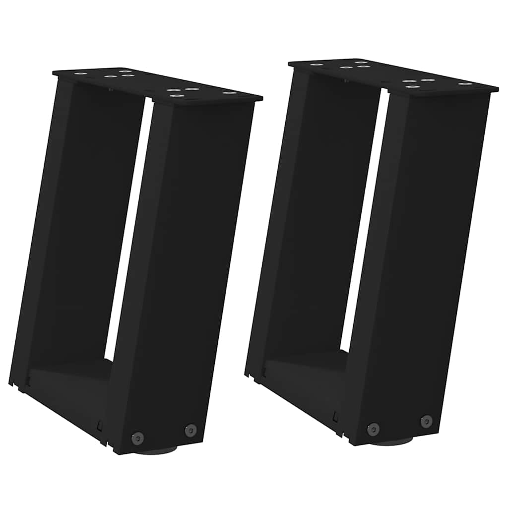 Sofabordben u-formet 2 stk stål - sort, 30 x (30-31) cm, 1, x - number 2.